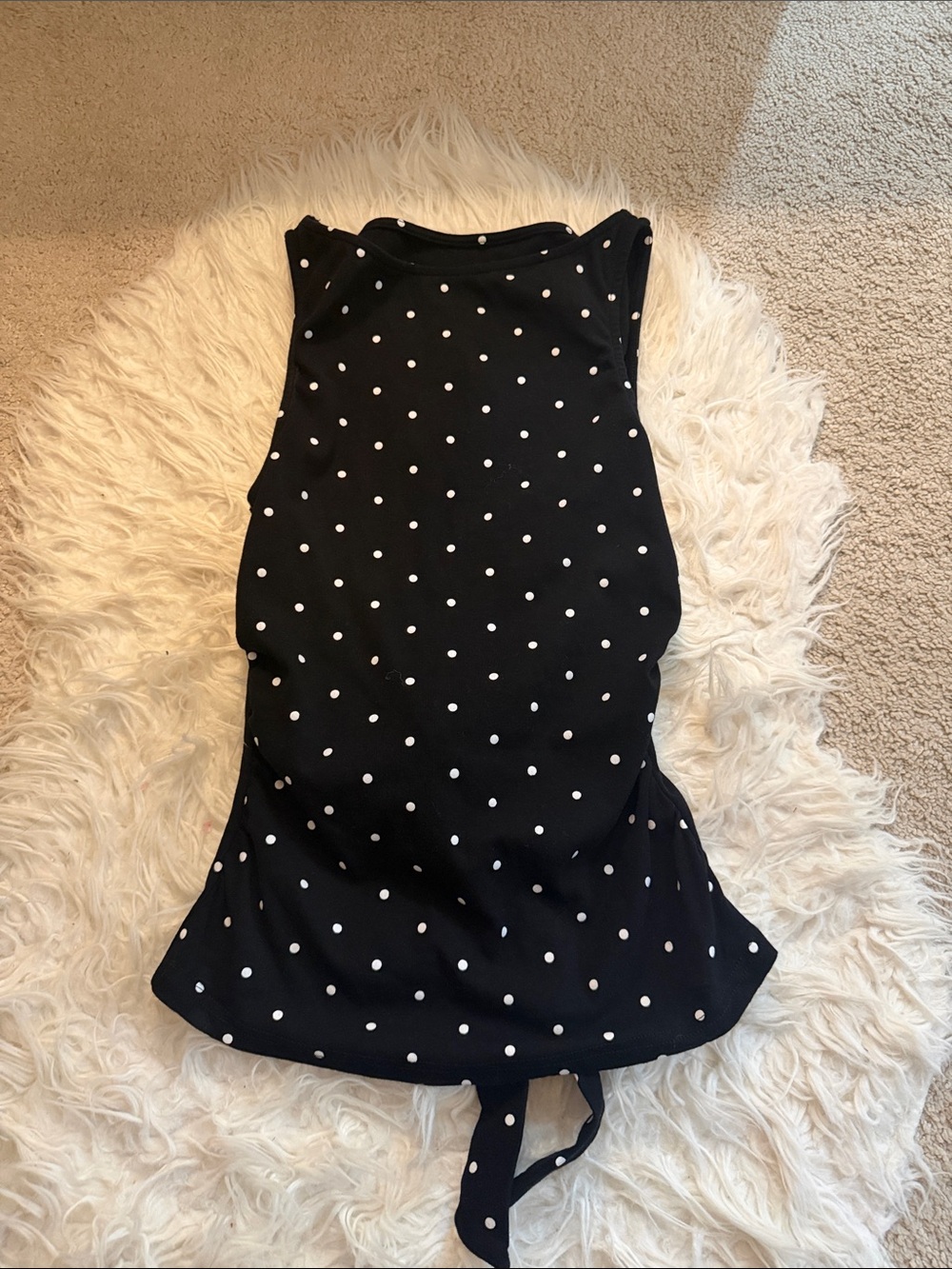 Black Polka Dot Sleeveless Top Size Small
